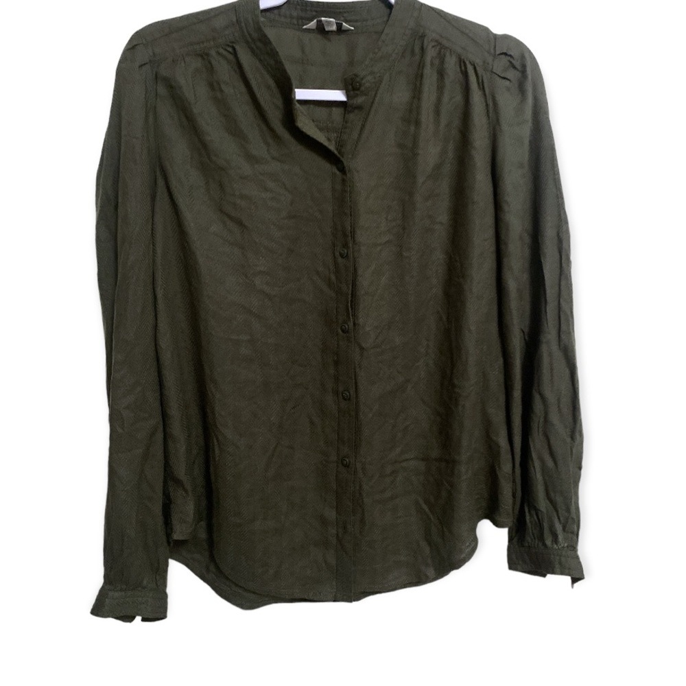 NWOT! LUCKY BRAND Textured Jacquard Modal Long Sleeve Crewneck Button Up Small